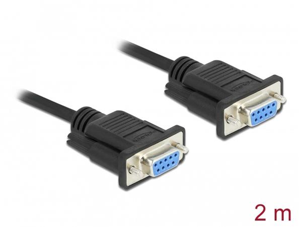 Delock Serial Cable RS-232 D-Sub 9 female to female null modem with narrow plug housing - Full Handshaking - 2 m 87472