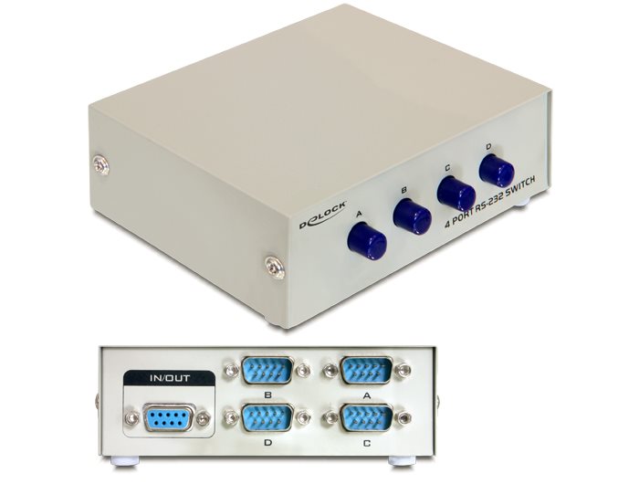 DeLock Serial Switch RS-232 4-port manual - Přepínač - 4 x sériový - desktop 87589
