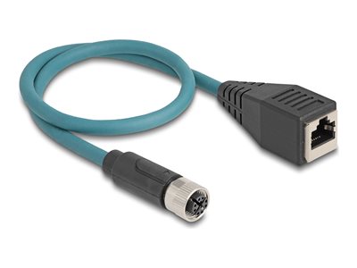 Delock - Síťový kabel - 8kolíkový M12 (F) do RJ-45 (F) - 50 cm - 6.2 mm - S/FTP - CAT 6a - IP67 - č 60070