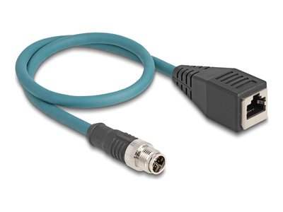 Delock - Síťový kabel adaptér - 8 pin M12-X (M) do RJ-45 (F) - 50 cm - 6.2 mm - S/FTP - CAT 6a - če 60071