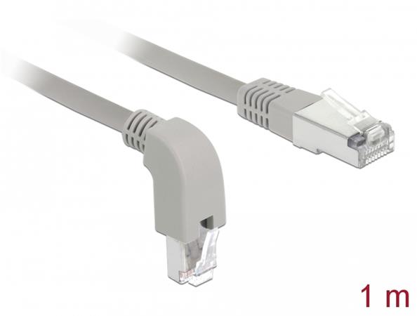 Delock Síťový kabel RJ45 Cat.5e SF/UTP pravoúhlý dolů / přímý 1 m 85856