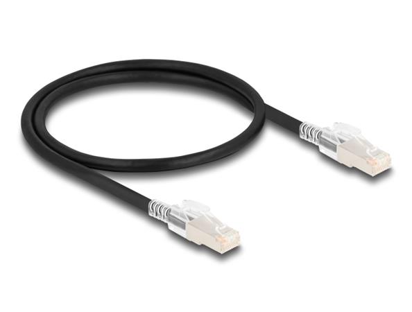 Delock Síťový kabel RJ45 Cat.6A S/FTP se sadou bezpečnostních sponek, 0,5 m dlouhý, černý 80254