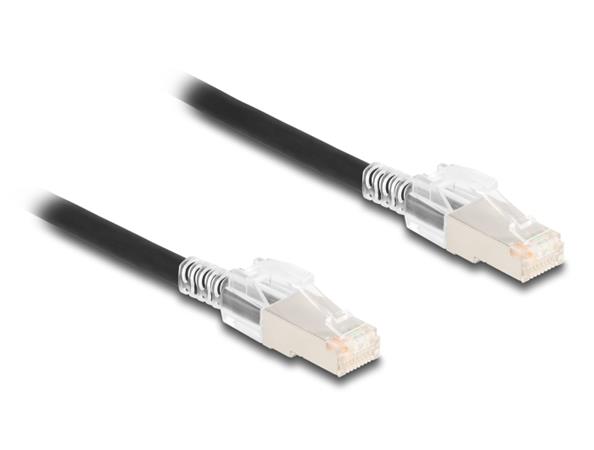 Delock Síťový kabel RJ45 Cat.6A S/FTP se sadou bezpečnostních sponek, 3 m dlouhý, černý 80257