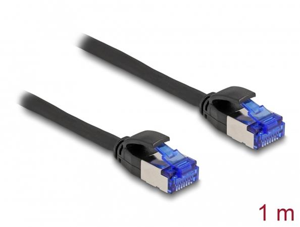 Delock Síťový kabel RJ45, Cat.6A, S/FTP, tenký, 1 m, černý 80227