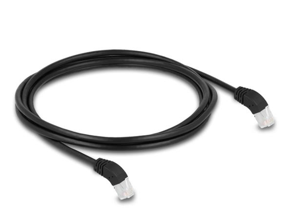 Delock Síťový kabel RJ45 Cat.6A S/FTP, zalomený dolů o 45°, 2 m, černý 80276