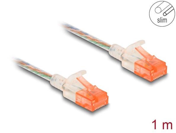 Delock Síťový kabel RJ45, Cat.6A, U/UTP, tenký, 1 m, transparentní 80353
