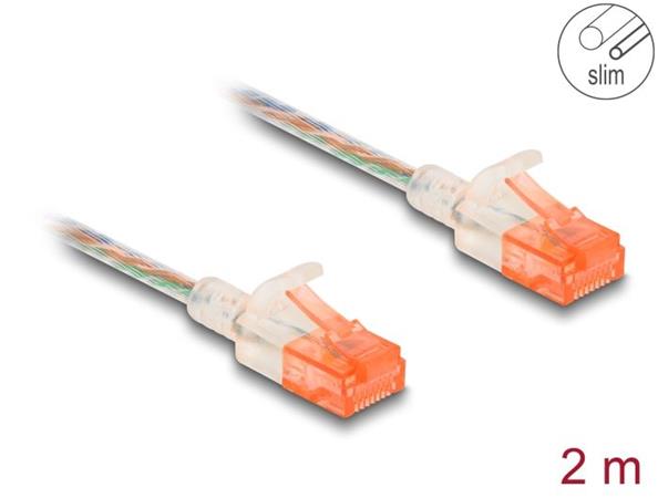 Delock Síťový kabel RJ45, Cat.6A, U/UTP, tenký, 2 m, transparentní 80354