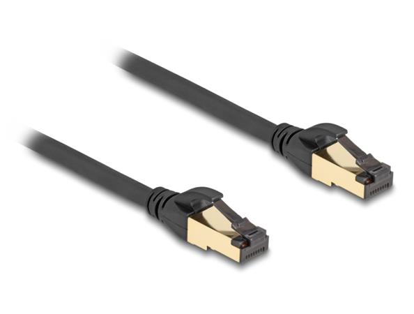 Delock Síťový kabel RJ45 Cat.6A zástrčky na zástrčku, S/FTP, černý, délky 2 m, Cat.7, silné tloušťky, vhodný pro p 80249