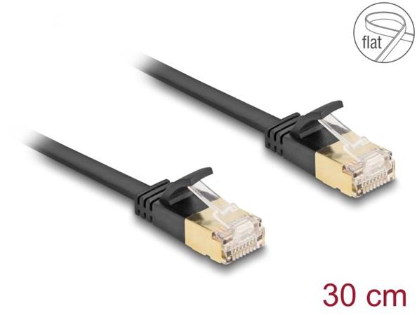 Delock Síťový kabel RJ45 Cat.6A, ze zástrčky na zástrčku,s robustní západkou a hrubým plochým kabelem Cat.7,U/FTP, 80343