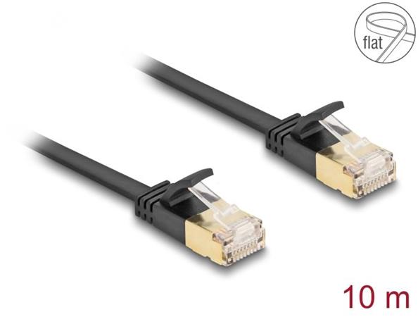 Delock Síťový kabel RJ45 Cat.6A, ze zástrčky na zástrčku,s robustní západkou a hrubým plochým kabelem Cat.7,U/FTP, 80350