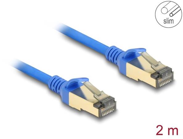 Delock Síťový kabel RJ45, Cat.8.1, F/FTP, tenký, 2 m, modrý 80334