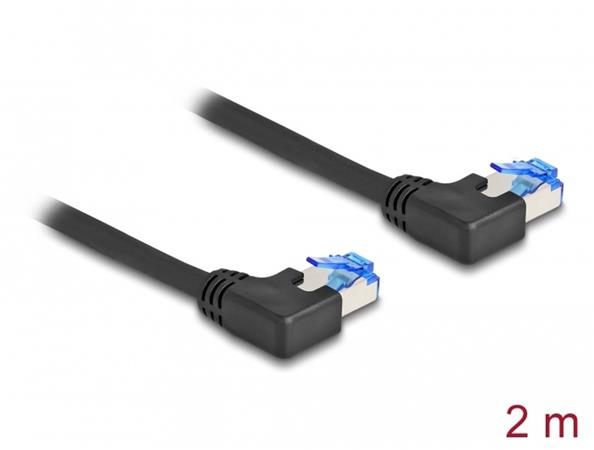 Delock Síťový kabel rozhraní RJ45 Cat.6A, S/FTP, levý pravoúhlý, 2 m, černý 80211