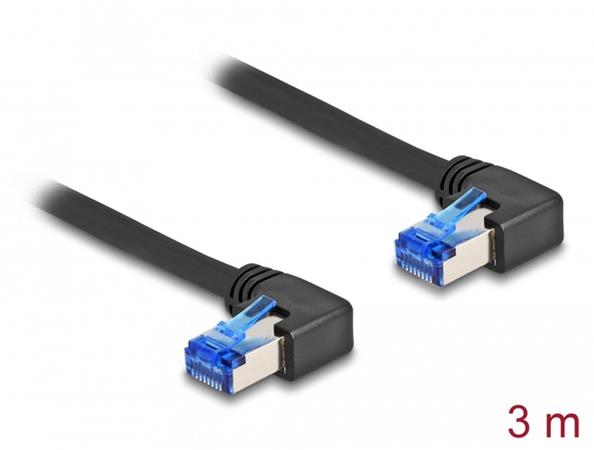 Delock Síťový kabel rozhraní RJ45 Cat.6A, S/FTP, pravý pravoúhlý, 3 m, černý 80216