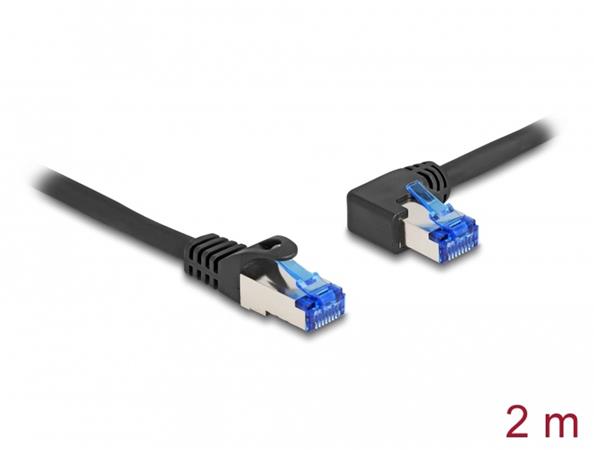 Delock Síťový kabel rozhraní RJ45 Cat.6A, S/FTP, přímý / levý pravoúhlý, 2 m, černý 80219