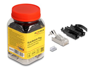 Delock - Síťový konektor - RJ-45 (M) - S/FTP - CAT 6a - snap-on (balení 25) 66990
