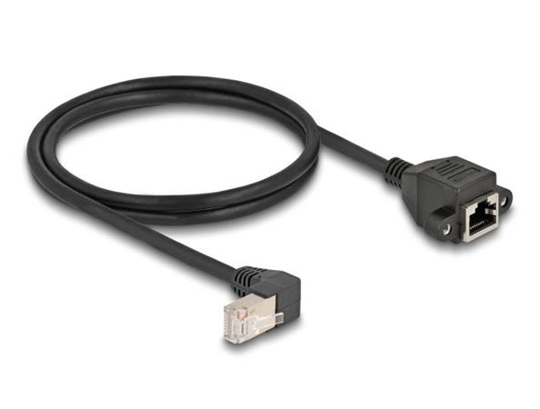 Delock Síťový prodlužovací kabel ze zástrčky S/FTP RJ45, pravoúhlý (90°), na integrovanou zásuvku RJ45, Cat.6A, 1 80311