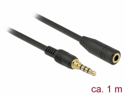 Delock Stereo Jack prodlužovací kabel 3,5 mm 4 pin samec na samici 1 m černý 85629