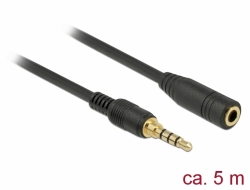 Delock Stereo Jack prodlužovací kabel 3,5 mm 4 pin samec na samici 5 m černý 85635