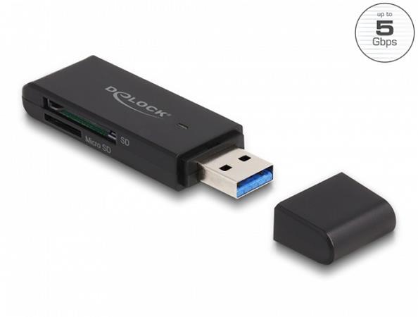 Delock SuperSpeed USB 5 Gbps čtečka karet pro paměťové karty SD a Micro SD 91002