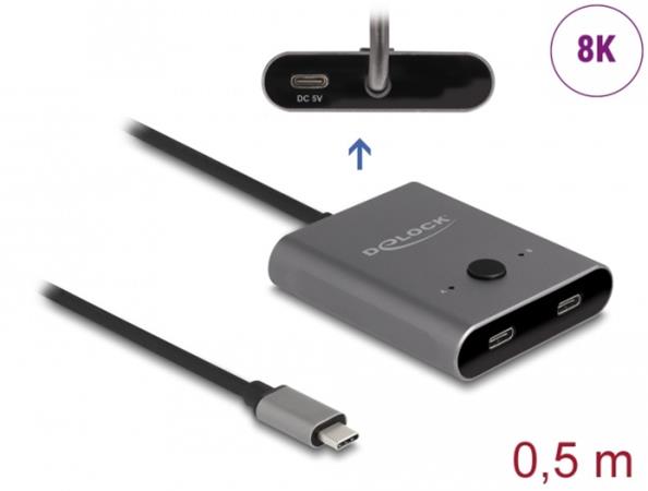 Delock Switch USB 10 Gbps USB Type-C™, 2 na 1, obousměrný, 8K 11500