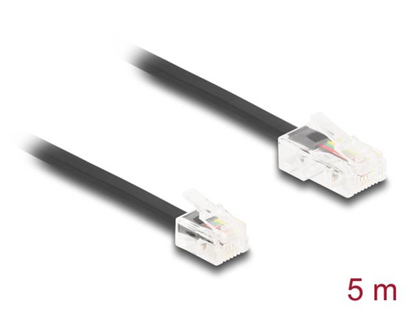 Delock Telefonní kabel RJ45, ze zástrčky na zástrčku RJ11, černý, 5 m 88038