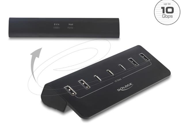 Delock USB 10 Gbps Hub se 3 porty USB Type-C™ a 4 porty USB Typ-A 64283