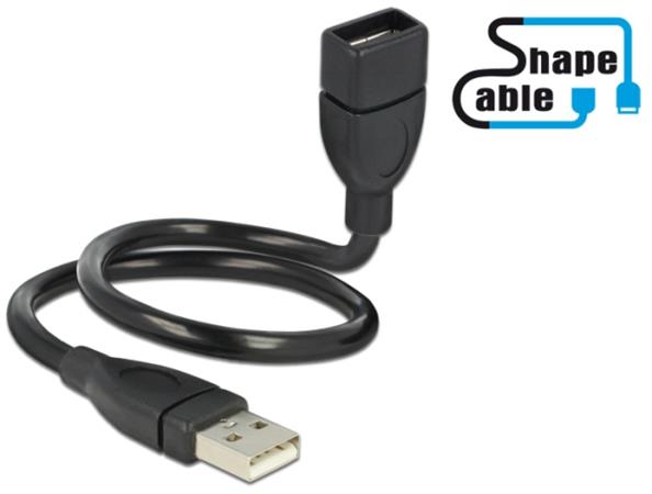 Delock USB 2.0 kabel samec > A samice ShapeCable 0,35 m 83498