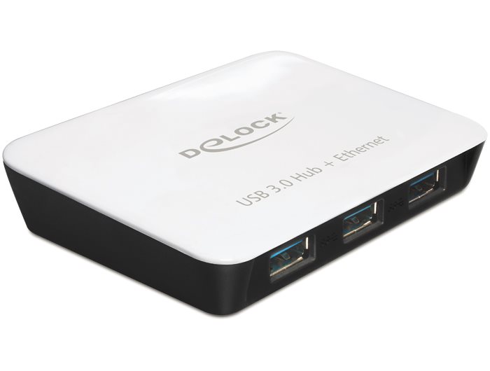 Delock USB 3.0 Hub 3 portový + 1 port Gigabit LAN 10/100/1000 Mb/s 62431