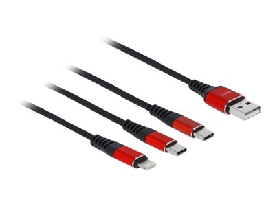 DELOCK, USB Charging Cable 3 in 1 Type-A to Ligh 86709