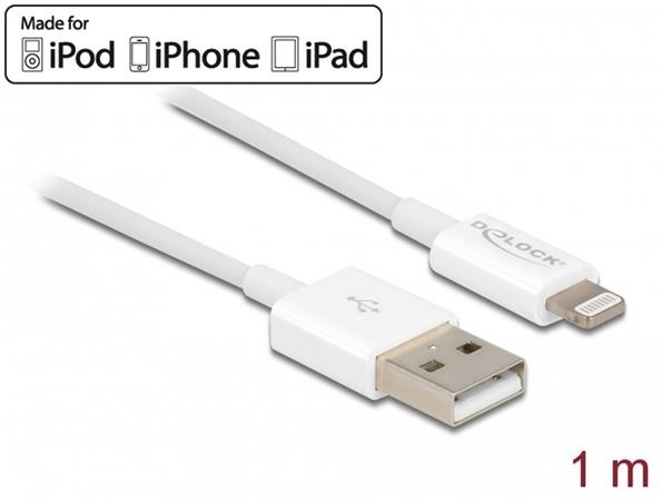 Delock USB datový a napájecí kabel pro iPhone™, iPad™, iPod™ bílý 1 m 83000
