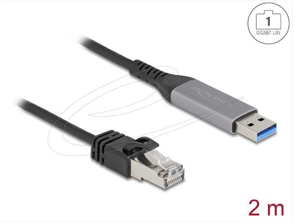 Delock USB LAN kabel z rozhraní USB Typ-A na RJ45 Gigabit Ethernet, 2 m 60756