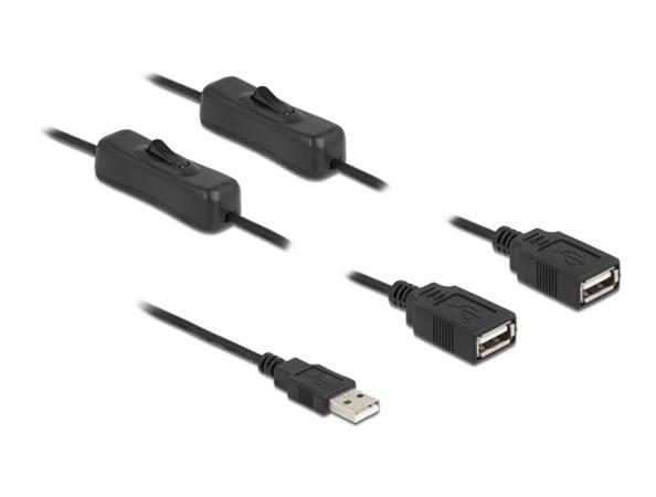 Delock USB Typ-A kabel, samec na 2 x USB Typ-A samice, se spínačem, 1 m 86803