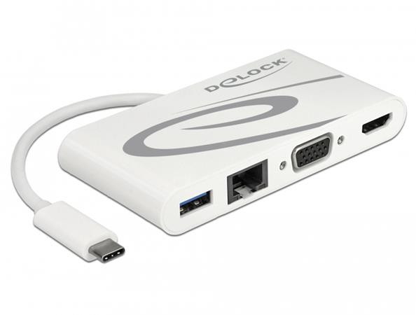 Delock USB Type-C™ 3.1 Dokovací stanice HDMI 4K 30 Hz + VGA + LAN + USB PD 87731