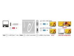 Delock USB Type-C™ Splitter (DP Alt Mód) > 1 x HDMI + 1 x VGA výstup 87705