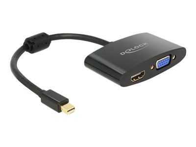 DeLOCK - Video adaptér - DisplayPort (M) do HD-15 (VGA), HDMI (F) - 18 cm - černá 65553
