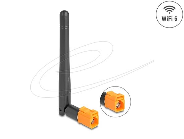 Delock WiFi 6 anténa FAKRA M, zásuvková, 4 až 6 dBi, všesměrová, s otočným kloubem, černá 81493