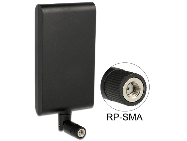 Delock WLAN anténa RP-SMA 802.11 ac/a/h/b/g/n 7,5 - 10 dBi směrová s flexibilním kloubem 88904