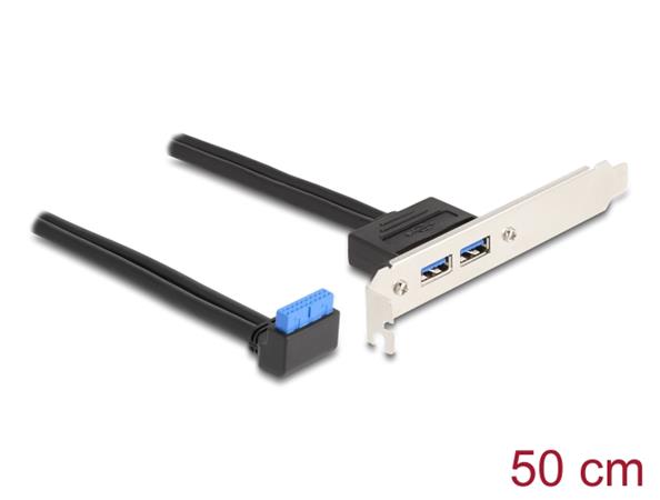 Delock Záslepka slotu z 1 x pinového zásuvkového konektoru rozhraní USB 5 Gbps, 90°, pravoúhlý, na 2 x zásuvky USB 83015