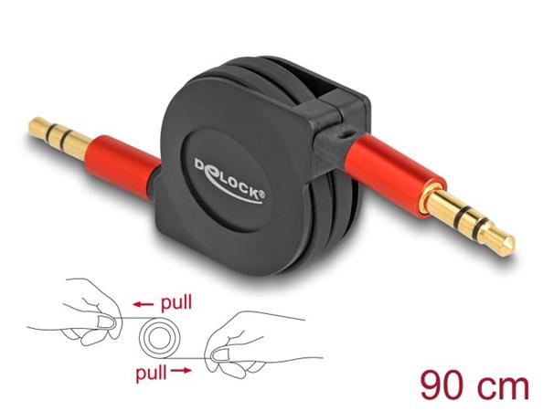 Delock Zatažitelný audio kabel 3,5 mm, 3 Pin Stereo jack, ze zástrčky na zástrčku 90 cm 85369