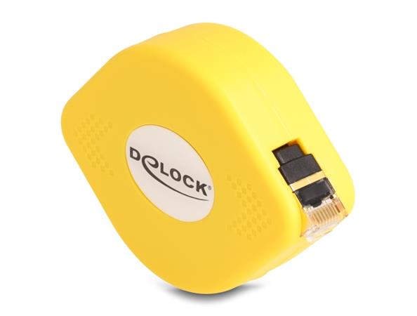 Delock Zatažitelný kabel RJ45 Cat.6A, STP, délka 1,5 m, černý / žlutý 80239