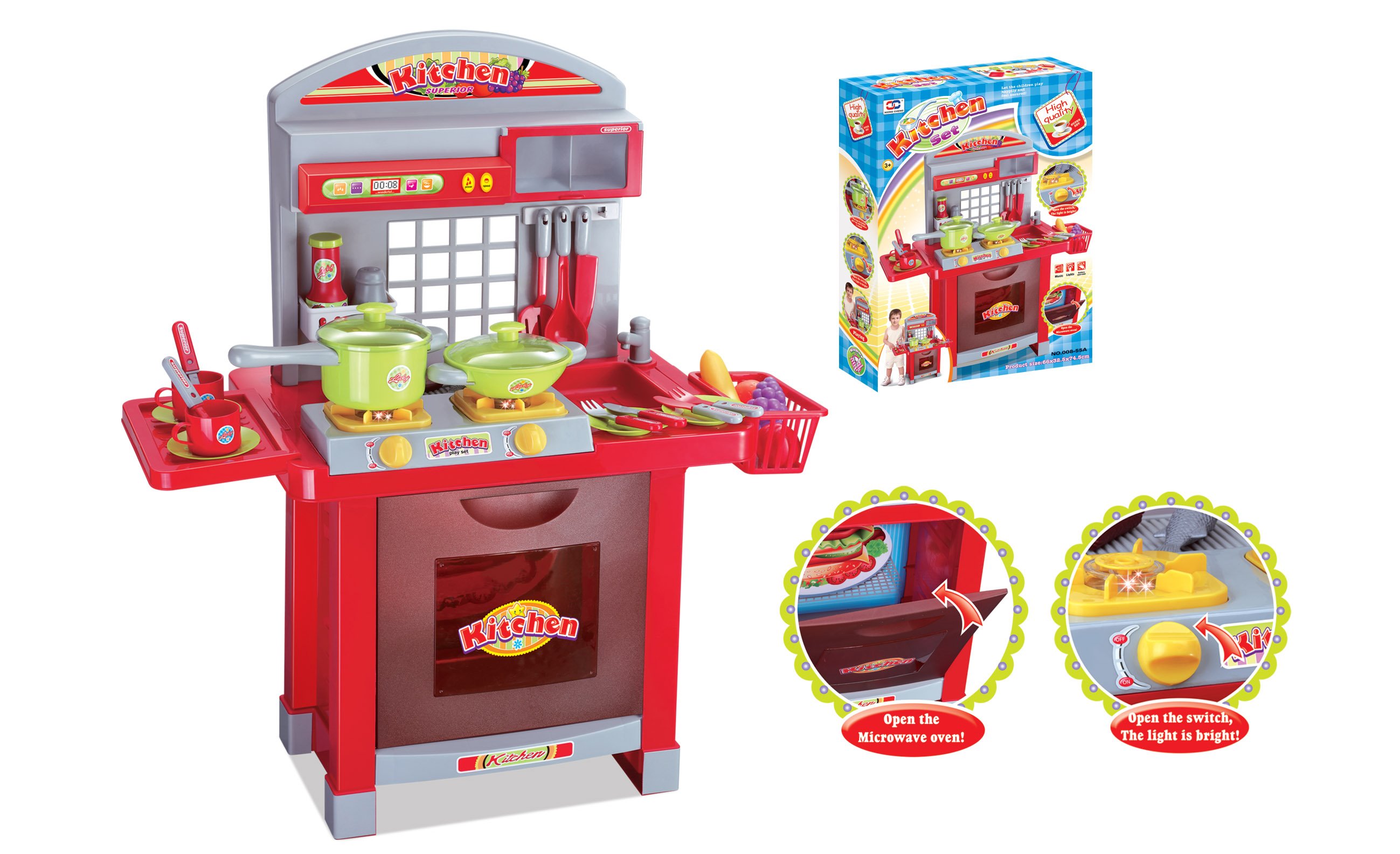 Detská kuchynka G21 Superior s příslušenstvím červená 008-55A