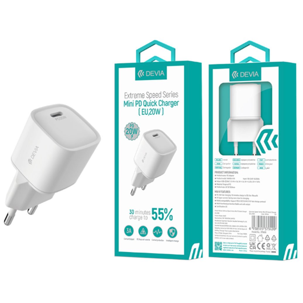 Devia sieťová nabíjačka Extreme Speed Mini PD Quick Charger 20W - White 6938595379499