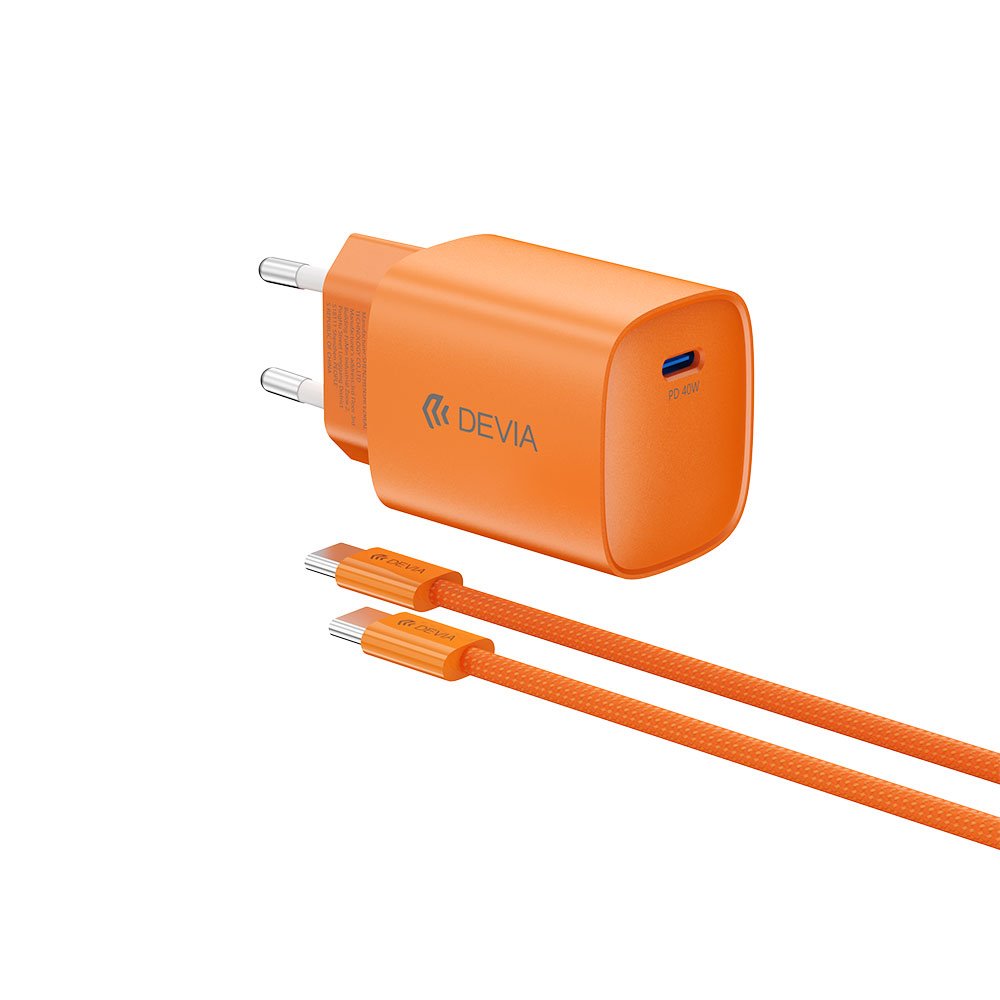 Devia sieťová nabíjačka Ultra6 PD Dynamic Charger 40W (Max 60W) + Cable - Orange 6942297145603