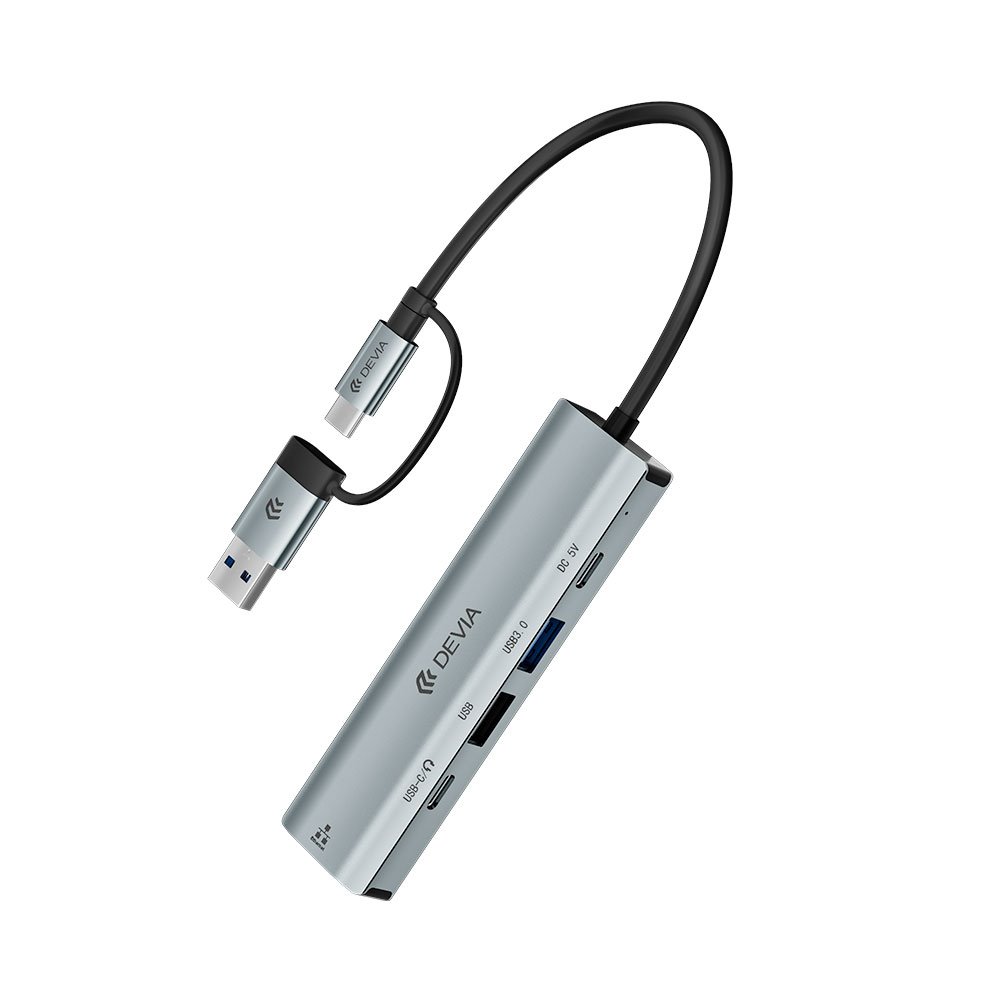 Devia USB-C Hub Pro 5 in 1 EC701 - Deep Gray 6942297129429