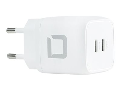 DICOTA Comfort - Síťový adaptér - 45 Watt - 2.5 A - 2 výstupní konektory (24 pin USB-C) - bílá D31984