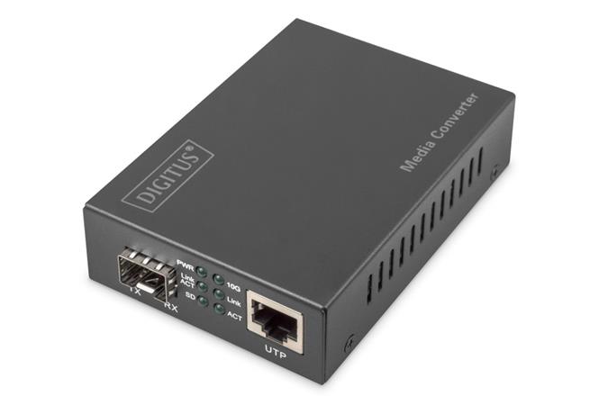 DIGITUS 10 Gigabit Ethernet Media Converter, SFP podporuje 1G, 2,5G, 5G a 10G, otevřený slot DN-82211