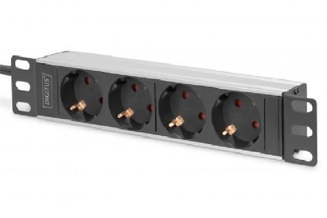 DIGITUS 10" zásuvkový pás s hliníkovým profilem, 4-cestné bezpečnostní zásuvky DN-95418