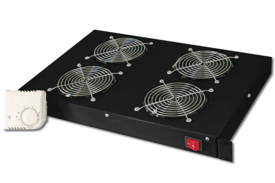 Digitus 19" větrací jednotka 1U, 4 ventilátory, černá DN-19 FAN-4-HO-SW