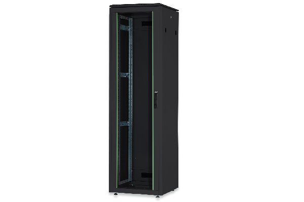 Digitus 47U network cabinet 2276x600x600mm, Color black RAL 9005 Glass door DN-19 47U-6/6-B-1