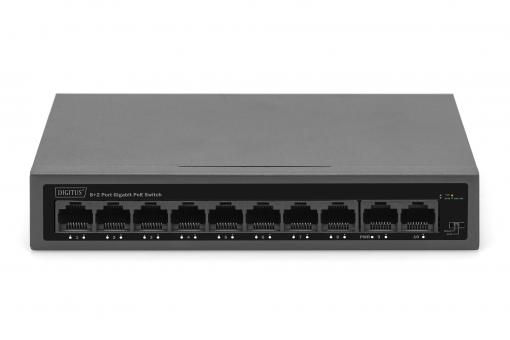 DIGITUS 8+2 Port GE PoE Switch 8 Port PoE 802.3at, 10/100/1000 Mbps + 2 Port GE DN-95357